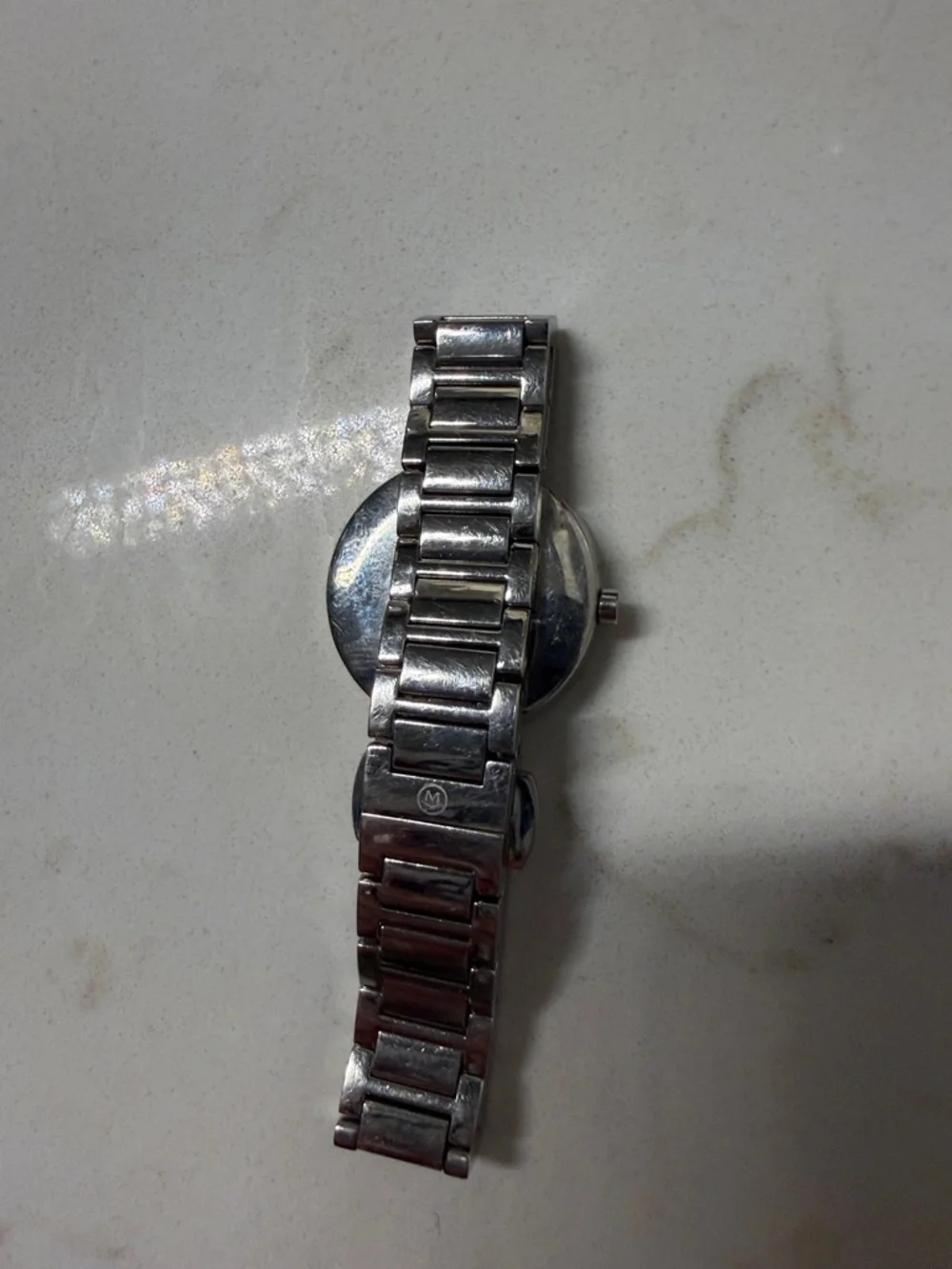 Movado Silver Bracelet Watch with Black Dial